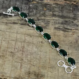 Green Tourmaline Gemstone Bracelet 925 Sterling Silver Jewelry For Love Gifts - Picture 1 of 4