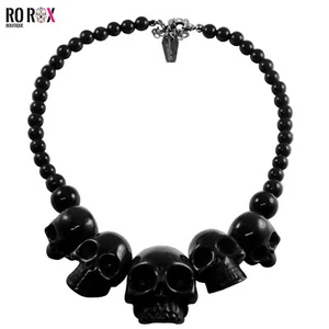 Kreepsville 666 Necklace Skull Collection Black Pendant Goth Beaded Jewellery - Picture 1 of 1