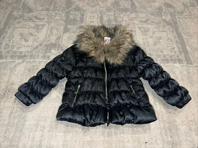 JUICY COUTURE baby girls 12M 12 Month Faux fur Collar Black  jacket Coat puffer - Image 1 of 4