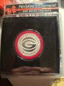 Green Bay Packers 39mm Silver Plated Ornament NIB Unopened by Highland Mint - Picture 1 of 2