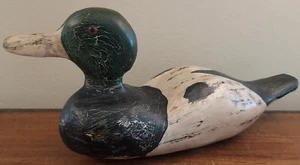 Vintage Mickey Beth Massivholz handgeschnitzt Stockente Ente Glasaugen - Bild 1 von 8