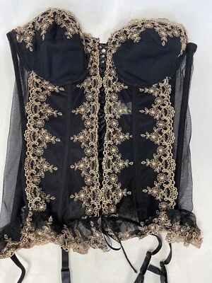 Corset Women's black/gold corset & thong set by Leg Avenue Large - Image 1 of 4