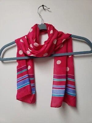 Vintage Liz Claiborne Pink & White Polka Dot Scarf - Image 1 of 4