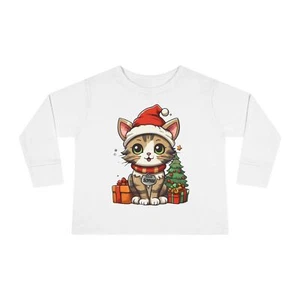 Cat Christmas Gift Kids - Baby Newborn Infant - Toddler Long Sleeve Tee - Picture 1 of 25
