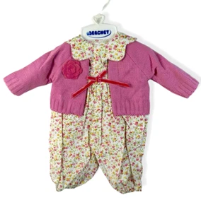 Berchet Nursery Girl's Cardigan & Inner Overall Set, Floral Pink/Yellow, 3yo+ - Picture 1 of 8