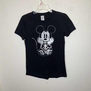 Disney Store Womens S Black Minnie Mouse Skeleton Short Sleeve Shirt - Picture 1 of 6