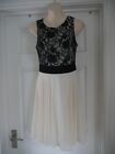 Dorothy Perkins Dress Cream Black Lace Size 8 Floaty Skirt Wedding Prom Party