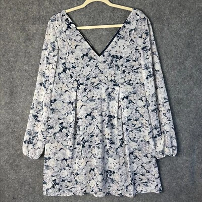 NEW BCBGeneration Dress Women's Medium Blue Lavender Floral Shift Long Sleeves - Image 1 of 4