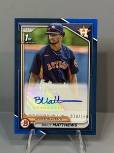 Brice Matthews 2024 Bowman 1st Auto /150 Blue SP #PPRA-BM Houston Astros 🔥 - Picture 1 of 2