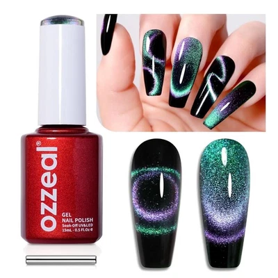 Nagellack UV Gel Cat Eye Magnetischer Glitzer holographisch 15ML Grün Chamäleon - Bild 1 von 2