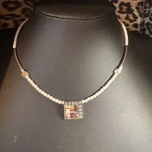 Couer De Lion Necklace - White Clear Stones - Summer Necklace - Picture 1 of 6