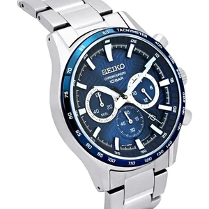Orologio Uomo Seiko Sports Chronograph Quadrante Blu Cinturino Acciaio Inox... - Foto 1 di 11