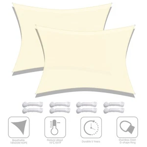 2er Pack 19x13 Fuß 97 % UV Block Rechteck HDPE Sonnenschutz Segel Überdachung Rasen Outdoor - Bild 1 von 12