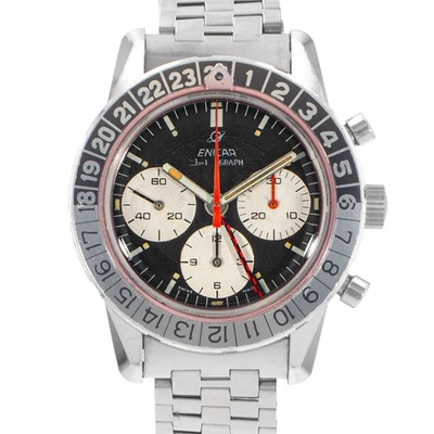 Enicar Enicar Sherpa 300 072-02-02A 40mm Black Chronograph Steel Mens Watch - Image 1 of 4