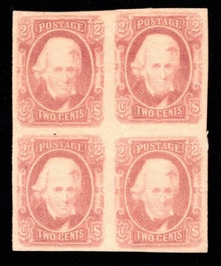 MOMEN: CSA US STAMPS #8 IMPERF BLOCK OF 4 MINT OG H LOT #96079* - Picture 1 of 2