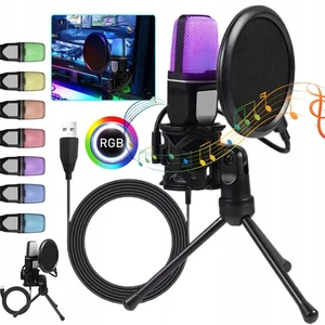 Gaming Mikrofon PC mit Arm, USB Microphone 360 ° für MAC PS4 PS5 mit Ständer - Bild 1 von 16