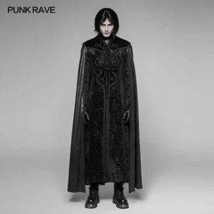 Punk Rave Negro Precioso De Colección Hombre Gótico Capa Larga Vampiro Fiesta Capa - Imagen 1 de 12