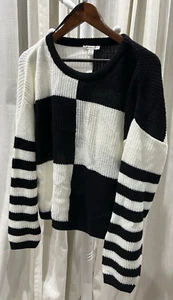 Cato Pullover Sweater Size XL Black & White Stripe Halloween Wednesday Adams - Picture 1 of 6
