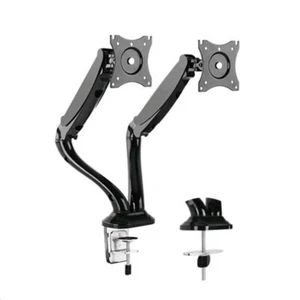 DUAL ARM TV LCD MONITOR DESK MOUNT BRACKET ARTICULATING SWIVEL GAS SPRING - Picture 1 of 6