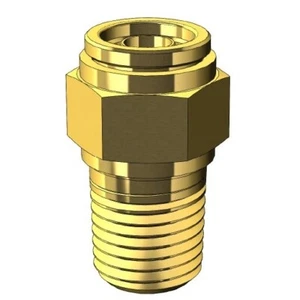 Brass 6mm Push-to-connect Nylon Tube to 1/4" NPT Male Connector - MDQ68DOT604 - Picture 1 of 1
