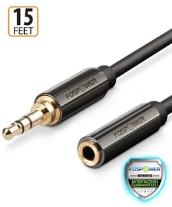 FosPower 15ft 3.5mm Male to Female TRS Stereo Aux Audio Extension Cable Adapter - Picture 1 of 7