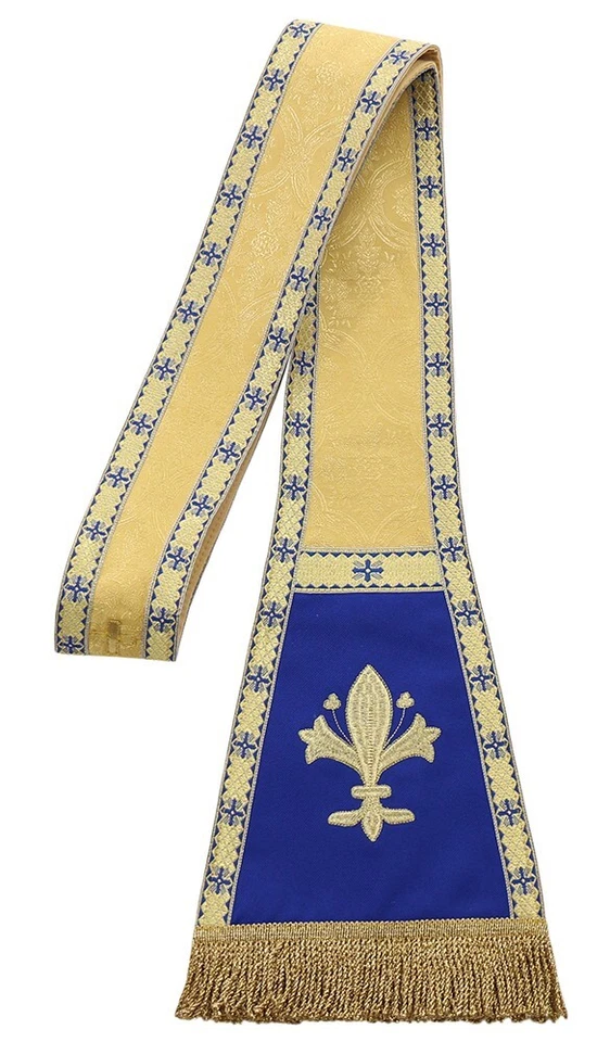 Marian Gold/blue Roman Clergy Stole Vestment Chasuble Cope Estola SH782GN25 - Image 1 of 1