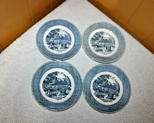 Vintage Currier and Ives American Homestead 6 1/2" Bread Dessert Plate Set Of 4 - Picture 1 of 5