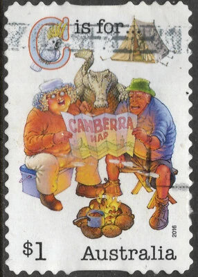 Australia: C is for Camping, Canberra, Crocodile and Cockie from booklet in 2016 - Image 1 of 2