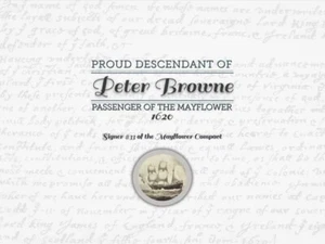 Peter Browne  - Mayflower Pilgrim Commemorative 8x10 print certificate - Picture 1 of 2