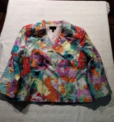 Investments Women's Size 18 Multi Color Floral Blazer 3/4 Sleeve - Image 1 of 4