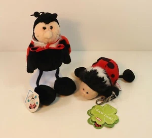 2 NICI Marienkäfer Plüsch rot schwarz Glücksbringer Glücksklee Anhänger 12- 18cm - Bild 1 von 4