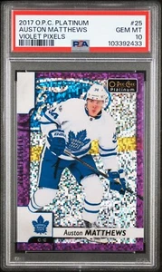 2017-18 O-Pee-Chee Platinum Auston Matthews Violet Pixels #25 PSA 10 GEM MINT - Picture 1 of 2