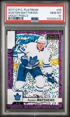 2017-18 O-Pee-Chee Platinum Auston Matthews Violet Pixels #25 PSA 10 GEM MINT - Image 1 of 2