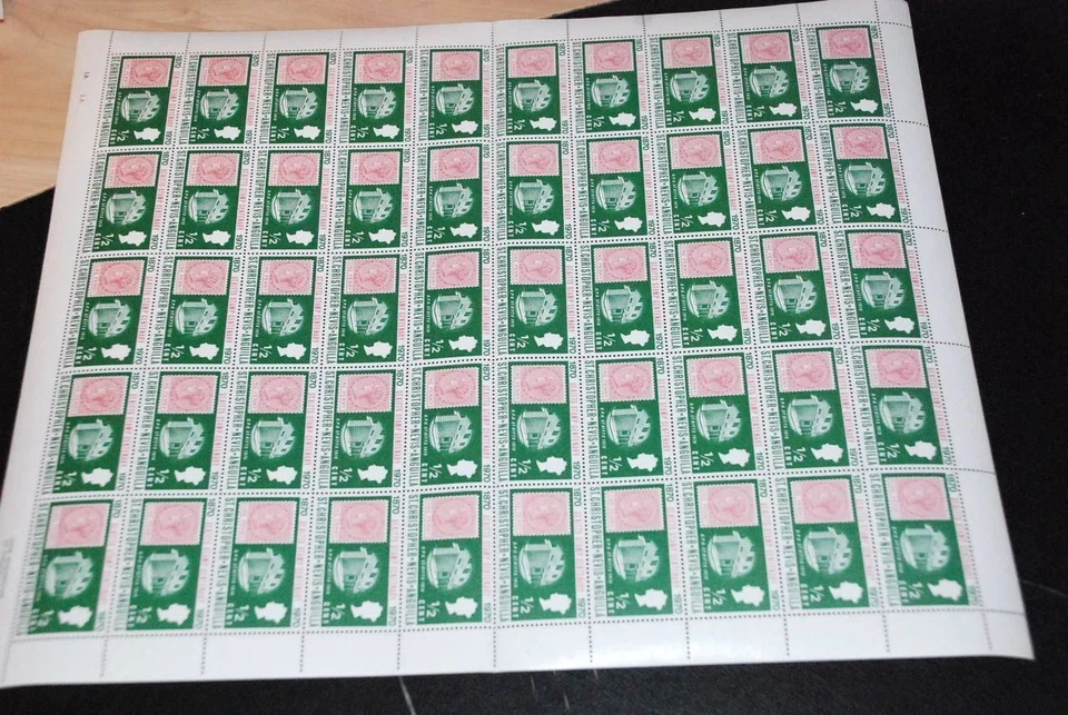 St. Kitts-Nevis - Post Office, Queen - MNH Full sheet of 50, 1970 Sc 230, FOLDED - Image 1 of 1