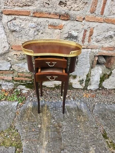 Oval kidney cabinet end table, antique French Provincial design 1920s cabinet - Picture 1 of 10