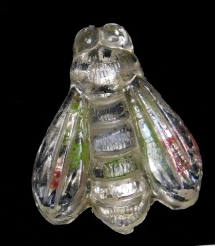 Small Antique Vtg Realistic Glass Honey Bee Fly Insect BUTTON NICE Cover