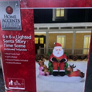 Home Accents 6 ft 6 in Lighted Santa Story Time Scene Airblown Inflatable NIB - Picture 1 of 1