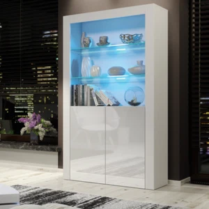 170cm Sideboard | Display Cabinet | TV Stand | White High Gloss Doors | Free LED - Picture 1 of 4