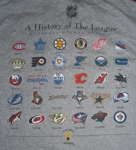 Reebok A HISTORY OF THE LEAGUE (LG) T-Shirt CANADIENS BRUINS OILERS ISLANDERS Cover