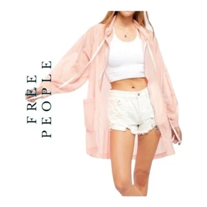 0761. FREE PEOPLE CALLIE PONCHO RAINCOAT NWT SALMON IN COLOR SIZE LARGE - Picture 1 of 12