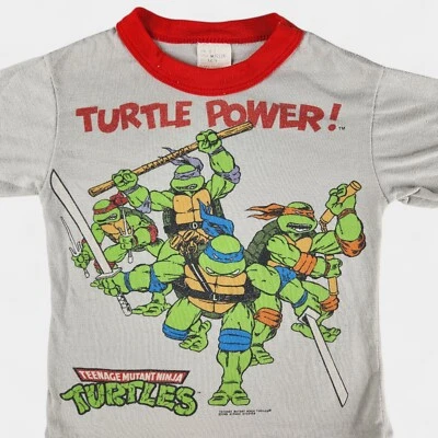 Vintage 80s TMNT Ringer Shirt Youth 8 Turtle Power 1989 Mirage Studios - Image 1 of 4