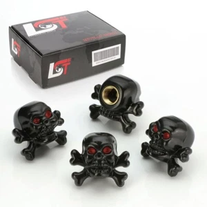 4x VENTILKAPPE REIFENVENTIL TOTENKOPF CROSSBONES SCHWARZ FÜR PKW LKW MOTORRAD - Bild 1 von 3