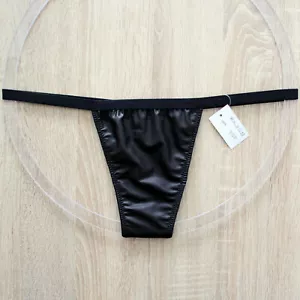 String Tanga Slip - Lack Leder Optik - matt schwarz - Gr. 36/38 - Bild 1 von 1