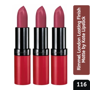 Lápiz labial Rimmel London acabado duradero mate paquete de 3 de Kate 116 - Imagen 1 de 3