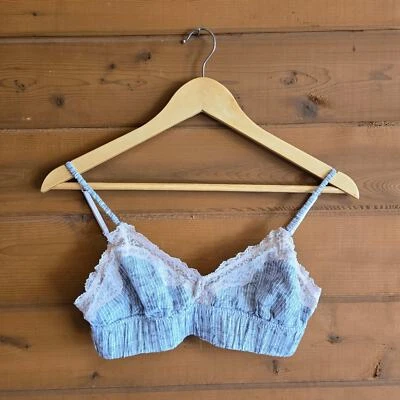 Anthropologie Floreat серый розовый кружевной в тонкую полоску бюстгальтер маленькое белье Топ - Изображение 1 из 4