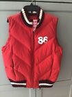 Victoria Secret Vs Pink Red Puffer Down Vest  M/ L True Pink Love" Spell Out