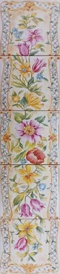 Garden Elegance Mural 5 Tiles 15cm Vintage Floral Fireplace Wall Decorated UK - Image 1 of 4