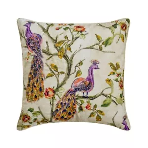 Purple Cotton Bead & Peacock Throw Pillow Cover - Mayush - Picture 1 of 3