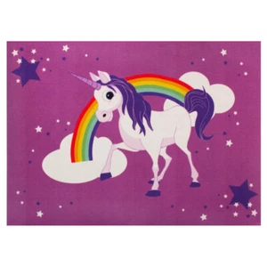Einhorn Teppich Kinder Sterne Mädchen Spielteppich WASCHBAR Anti-Rutsch 95x133cm - Bild 1 von 7