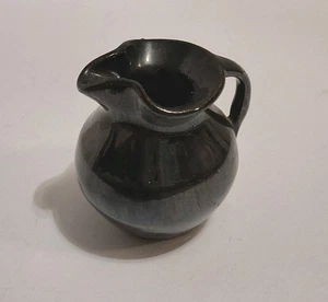 Vintage Miniature Pottery Pitcher Small 2.5" Tall Black Glazed - Picture 1 of 7